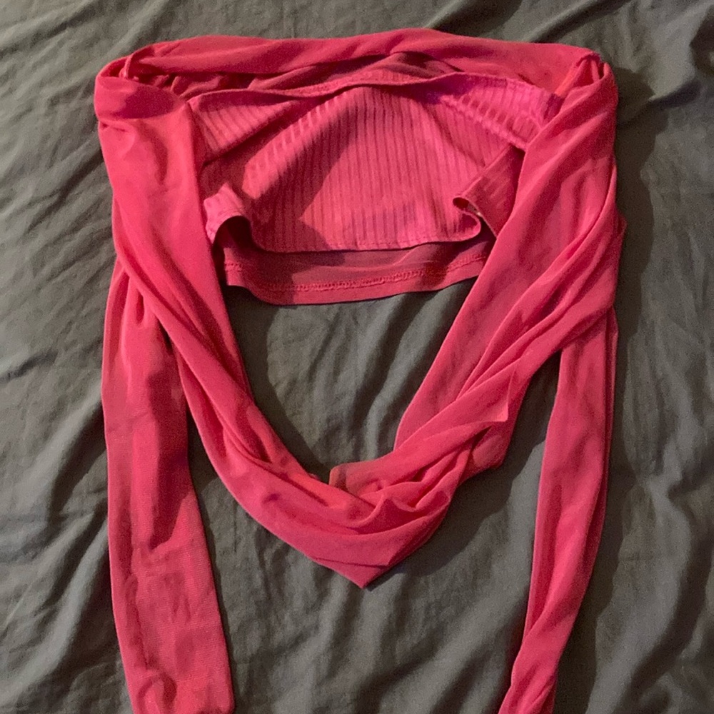 Pink long sleeve drape shirt